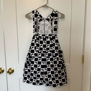 Black Friday black and white bat print overalls- CHECK SIZING IN DESCRIPTION